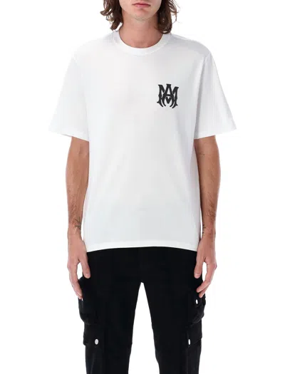Amiri White Crewneck T-shirt With Logo Print On The Front And Logo Lettering On The Rear In Cotton M In White