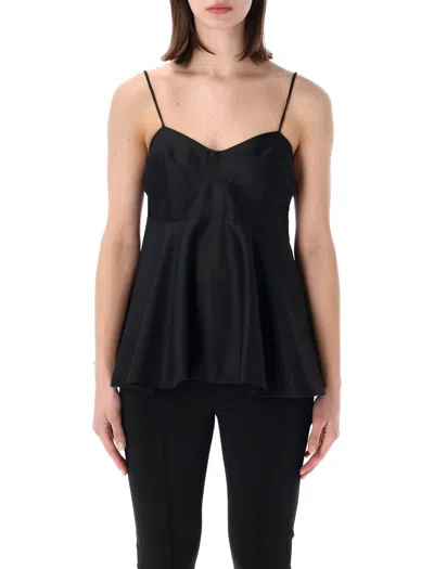 Rohe Paneled Duchesse-satin Peplum Bustier Top In Black