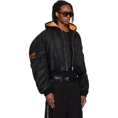 Lu'u Dan Distorted Ma1 Hooded Bomber Casual Jacket In Black