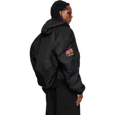 Lu'u Dan Distorted Ma1 Hooded Bomber Casual Jacket In Black