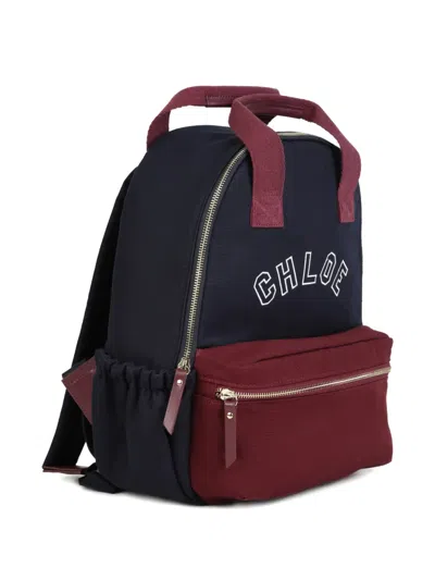 Chloé Logo-embroidered Canvas Backpack In Multi
