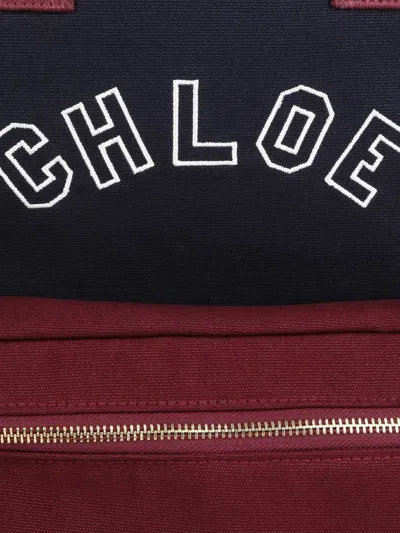 Chloé Logo-embroidered Canvas Backpack In Multi