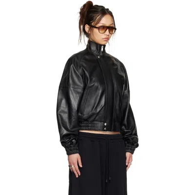Lu'u Dan Black Blouson Leather Jacket In Black