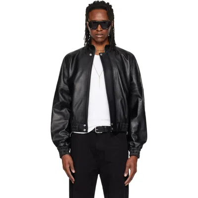 Lu'u Dan Stand-up Collar Leather Jacket In Black