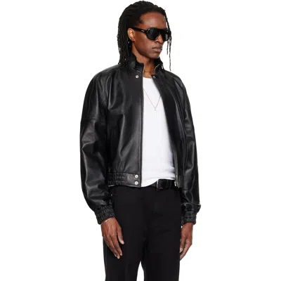 Lu'u Dan Stand-up Collar Leather Jacket In Black