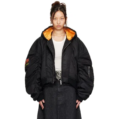 Lu'u Dan Black Distorted Ma1 Bomber Jacket In Black