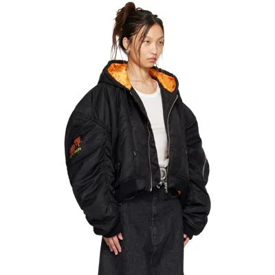 Lu'u Dan Black Distorted Ma1 Bomber Jacket In Black