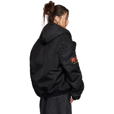 Lu'u Dan Black Distorted Ma1 Bomber Jacket In Black