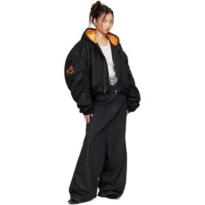 Lu'u Dan Black Distorted Ma1 Bomber Jacket In Black
