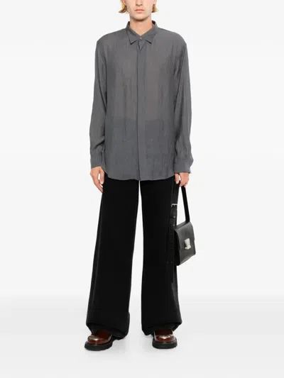 System Concealed-button Shirt In Gray