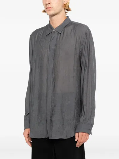 System Concealed-button Shirt In Gray