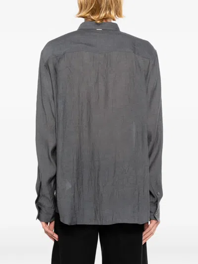 System Concealed-button Shirt In Gray
