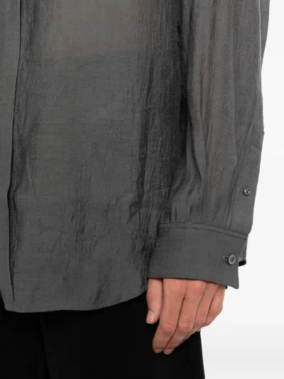 System Concealed-button Shirt In Gray