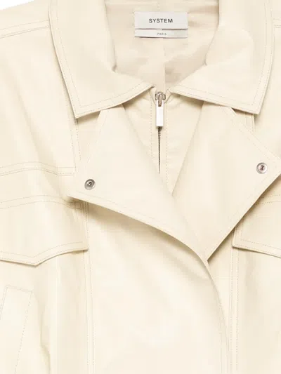 System Coated Bomber Jacket In Neutral