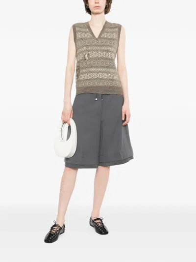 System Layered-waist Drawstring Shorts In Gray
