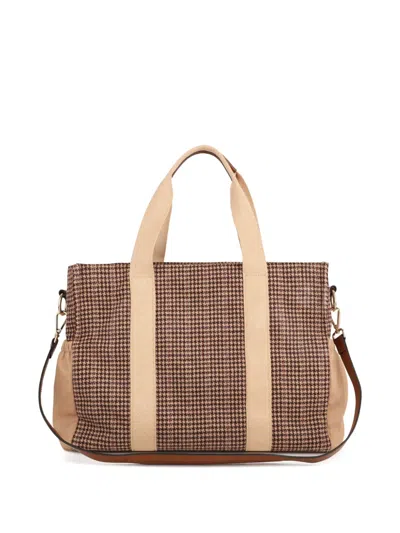 Chloé Houndstooth Checked Changing Bag Set In Brown
