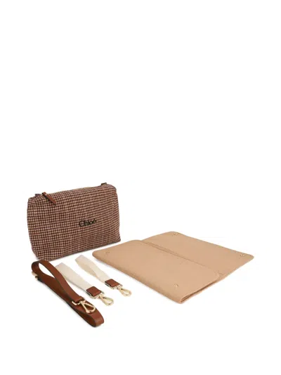 Chloé Houndstooth Checked Changing Bag Set In Brown