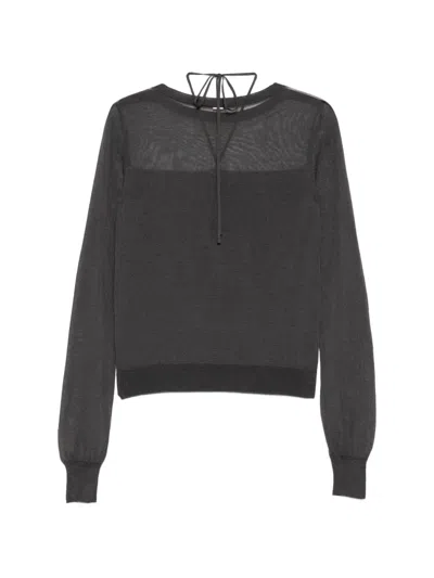 System Contrast-panel Knitted Top In Green