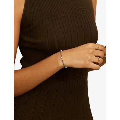 Missoma Womens Gemstone 18ct Yellow-gold Plated Brass And Pearl Beaded Bracelet In Blue