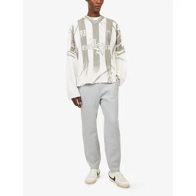 Represent Mens Flat White Graphic-print Football Long-sleeve Cotton And Hemp Top Xxl In White