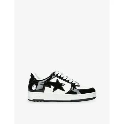 A Bathing Ape Bape Sta Patent Leather Sneakers In White