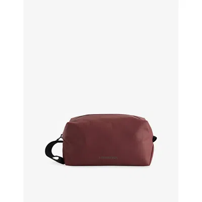 Stubble And Co Mens Garnet Red Logo-print Waterproof Woven Wash Bag In Red