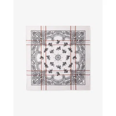 Prada Womens Neutral Printed Paisley Cotton Scarf 65 X 65cm In Neutral