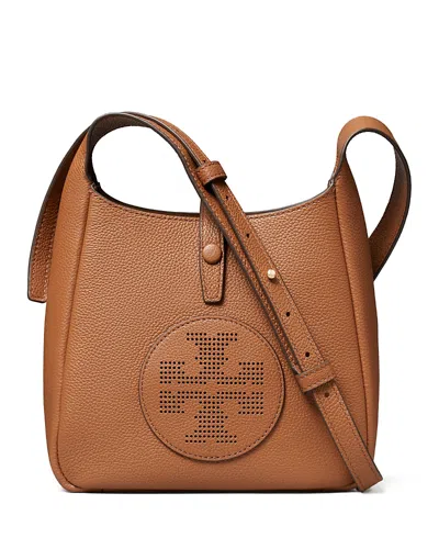 Tory Burch Perforated-logo Leather Cross Body Bag In Brown
