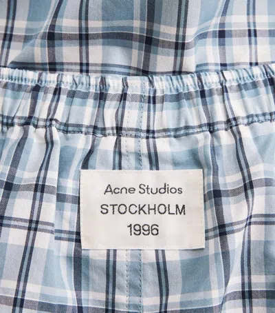 Acne Studios Organic Cotton Lounge Shorts Plaid Pattern In Blue