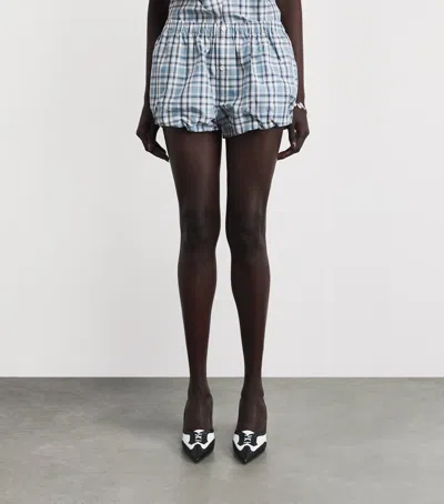 Acne Studios Organic Cotton Lounge Shorts Plaid Pattern In Blue