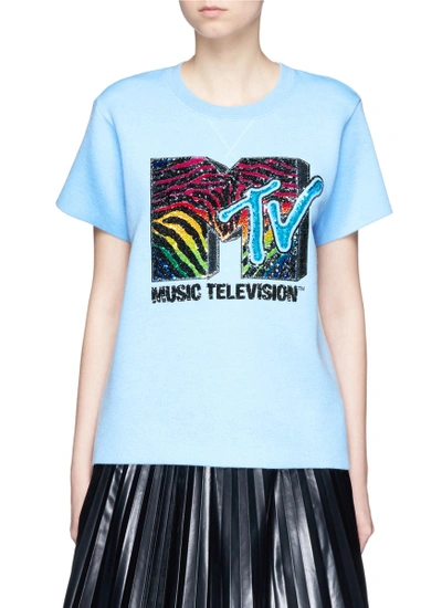 Shop Marc Jacobs X Mtv Sequin Logo Embroidered Bonded T-shirt