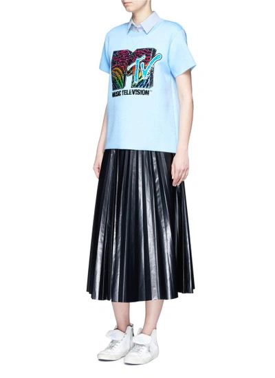 Shop Marc Jacobs X Mtv Sequin Logo Embroidered Bonded T-shirt