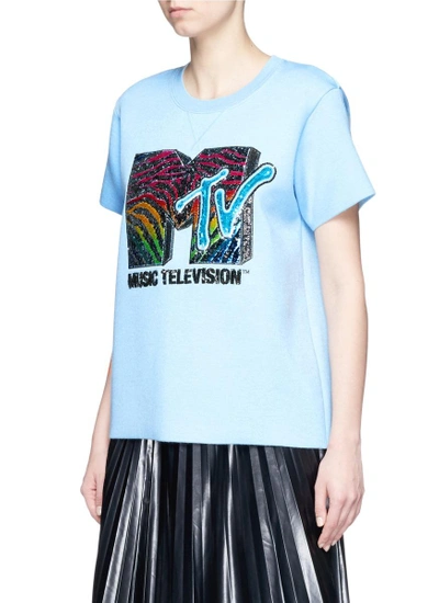 Shop Marc Jacobs X Mtv Sequin Logo Embroidered Bonded T-shirt