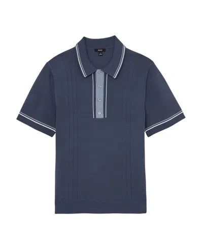 Reiss Mens Navy Rothwell Short-sleeved Knitted Polo Shirt Xl In Blue