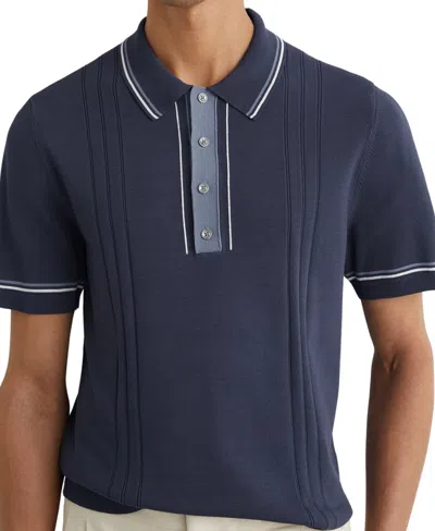 Reiss Mens Navy Rothwell Short-sleeved Knitted Polo Shirt Xl In Blue