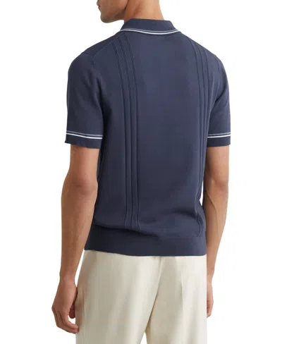 Reiss Mens Navy Rothwell Short-sleeved Knitted Polo Shirt Xl In Blue