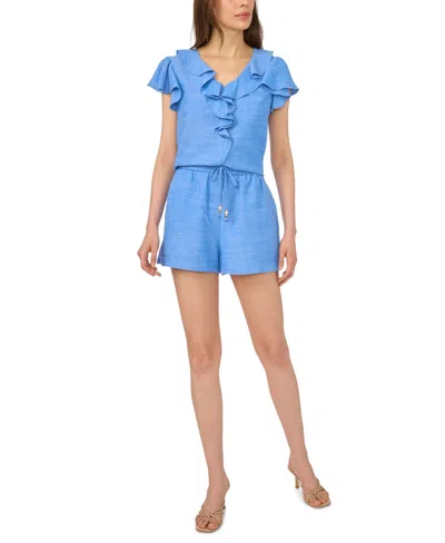 Cece Ruffle Top In Blue