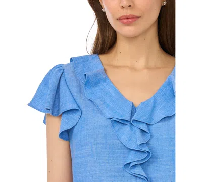Cece Ruffle Top In Blue