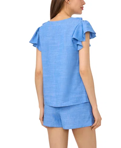 Cece Ruffle Top In Blue