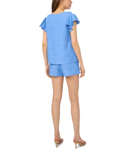 Cece Ruffle Top In Blue