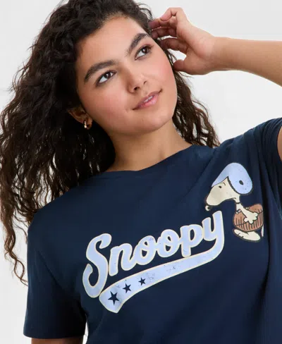 Grayson Threads, The Label Juniors' Snoopy Varsity Tee In Blue