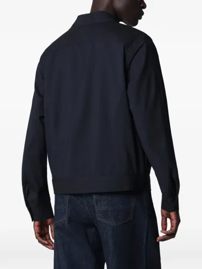 Santaniello Blue Wool-blend Overshirt Jacket In Blue