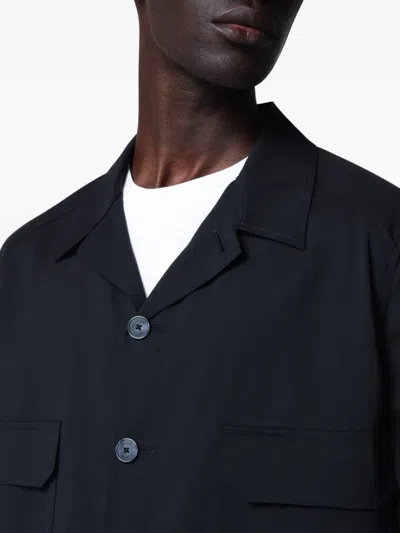 Santaniello Blue Wool-blend Overshirt Jacket In Blue