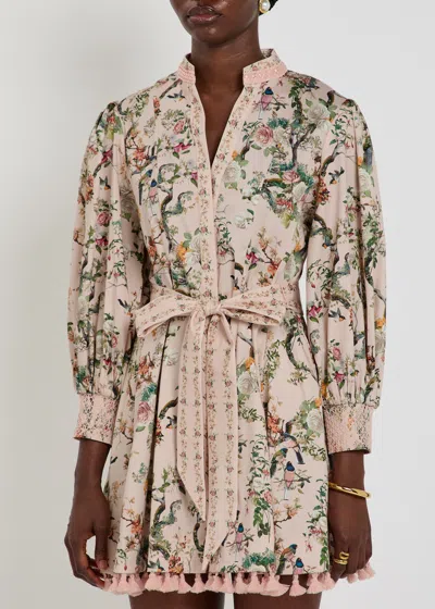 Alice And Olivia Lucy Mini Shirt Dress Sunset Grove English Rose In Multi