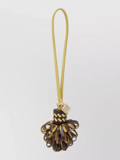 Miu Miu Loop Handle Woven Keyring Accessory In Brown