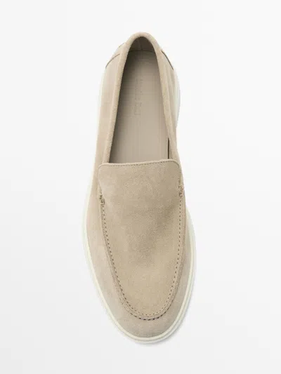 Massimo Dutti Split Leather Loafers With Moc Toe In Multi