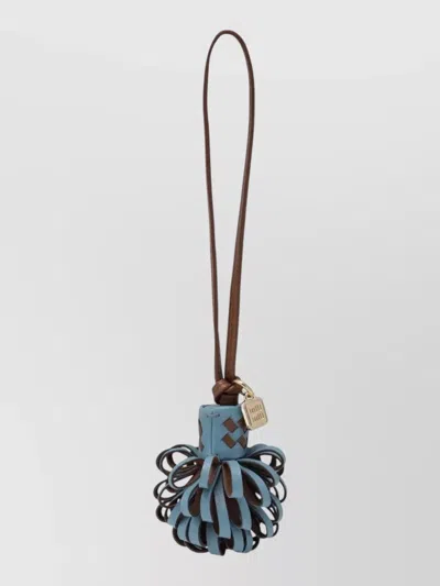 Miu Miu Loop Handle Keyring Metal Tag Design In Blue