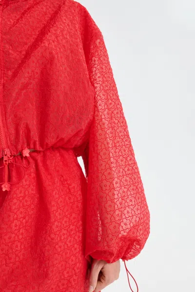 Cecilie Bahnsen Drawstring Jacket In Red