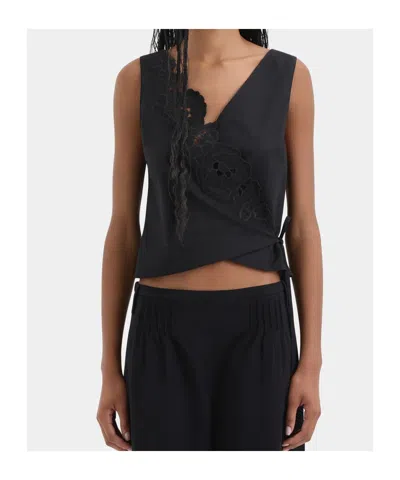 Sir Klara Wrap Top In Black