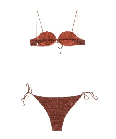 Oseree Lumiere Shell Bikini Set In Brown